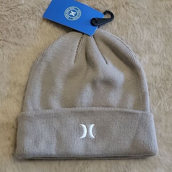 HURLEY TAN NEWPORT ONE-CUFF BEANIE WINTER HAT - NEW! - Picture 1 of 4